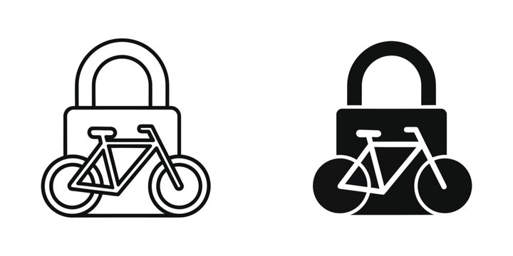 Bicycle inside a locked padlock icon design