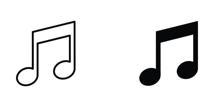 Black and white musical notes icon set with quarter notes