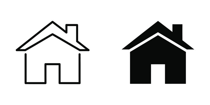 Simple black and white house icons with different fill styles