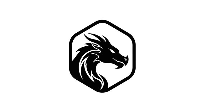 Black dragon head in hexagon shape.