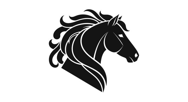 Black Horse Head Profile Illustration.