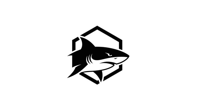 Black Shark Logo Design Icon.