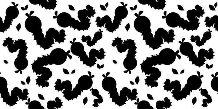 Dense caterpillar silhouette seamless pattern