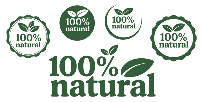 Pure and Natural: Fresh and green logos showcasing the essence of purity. Organic emblem, natural design, healthy, fresh, product concept.