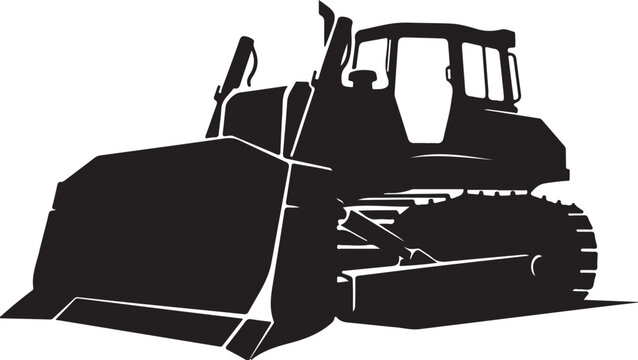 Bulldozer, heavy equipment, construction vehicle, black silhouette, industrial machine