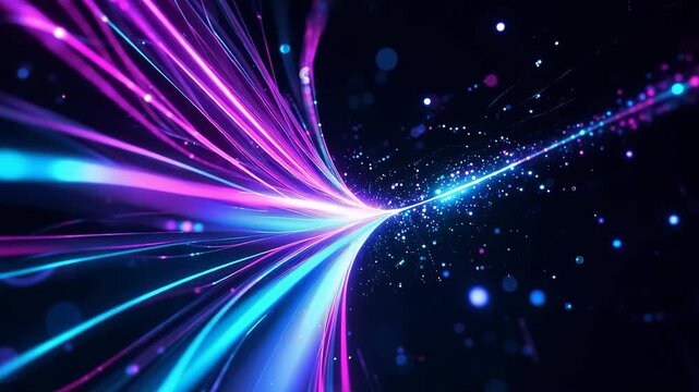 Abstract Data Stream Explosion with Glowing Digital Particles, Artificial Intelligence, Big Data, Futuristic Technology Flow Background Video