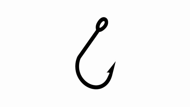 Fishing Hook Icon, Fish Hook Vector, Black Hook Illustration, Fishing Equipment Symbol