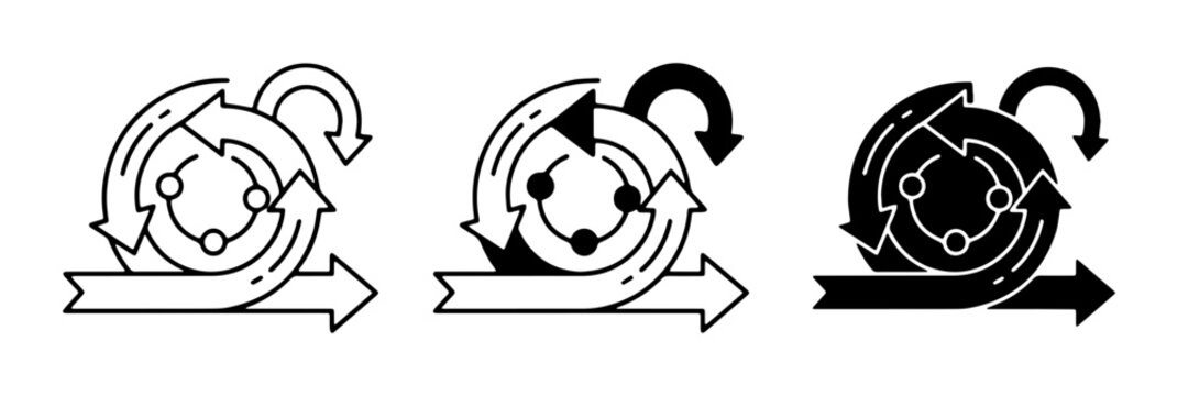 Agile Scrum Cycle Icons, Iterative Process Flow, Continuous Improvement Workflow