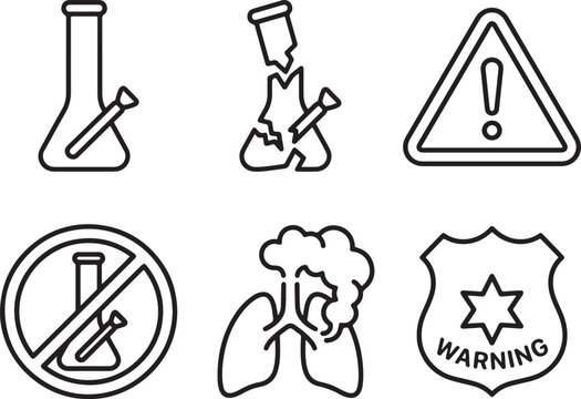 Professional Drug Abuse Awareness and Substance Control Line Icon Set