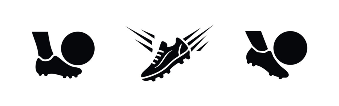 Soccer Cleat Kicking Ball and Athletic Shoe Motion Icons