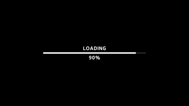 Minimalist White Loading Progress Bar Animation on Black Background