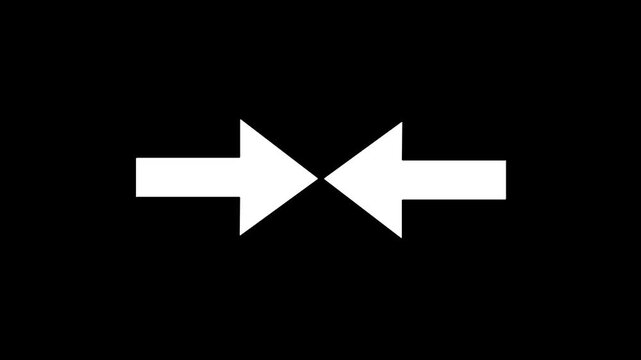 Two White Arrows Pointing Towards Center Animation on Black Background