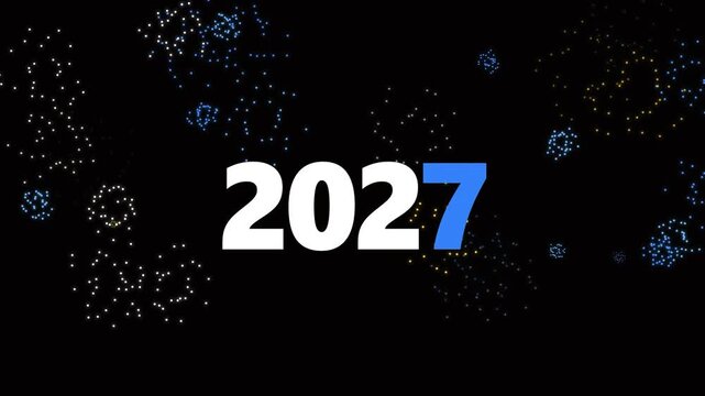 New Year From 2026 to 2027 Celebration with Fireworks Display at Nighttime Event