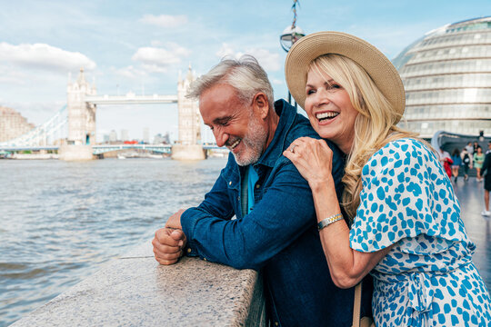 Happy senior couple spending time together in London city