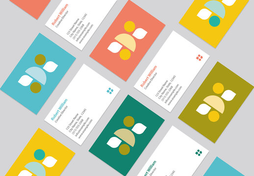 Top View Business Card Mockup Arrangement