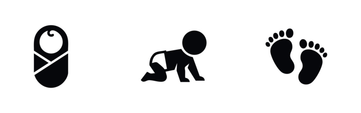 Baby and Newborn Icons Set Silhouette
