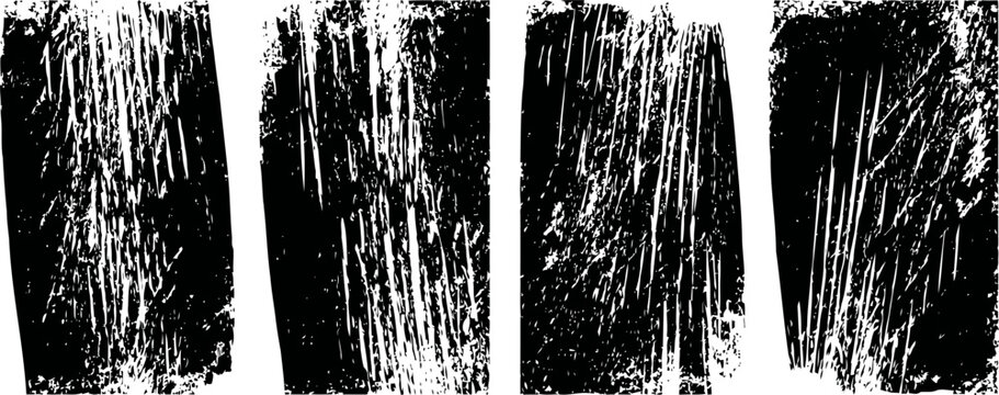 Set of black and white distressed grunge wood texture backgrounds with cracks and scratches