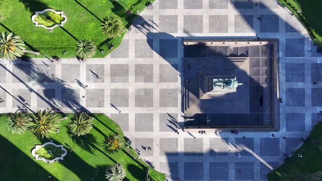 Independence Square In Montevideo Maldonado Uruguay. Drone Capturing The Beauty Square In The Center Of City. Business Sky Background Downtown Cityscape. Business Panorama. Montevideo Maldonado.