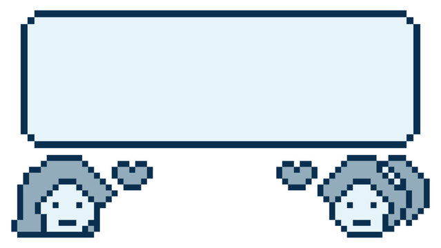 Cartoon background cute with girl woman and blank chat bubble box review in 8 bit,talk,communication.