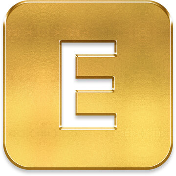 Elegant 3D golden explicit content E symbol for music and media advisory