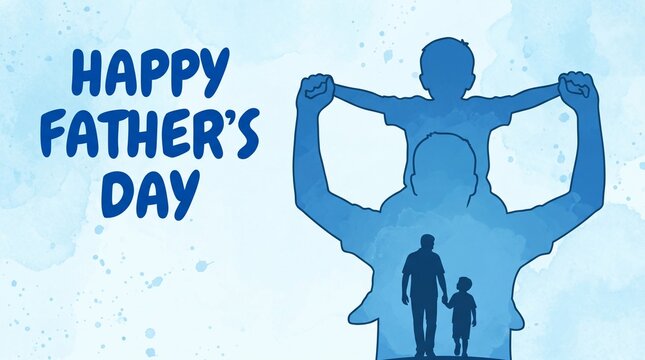 Silhouette of father and child on Father's Day