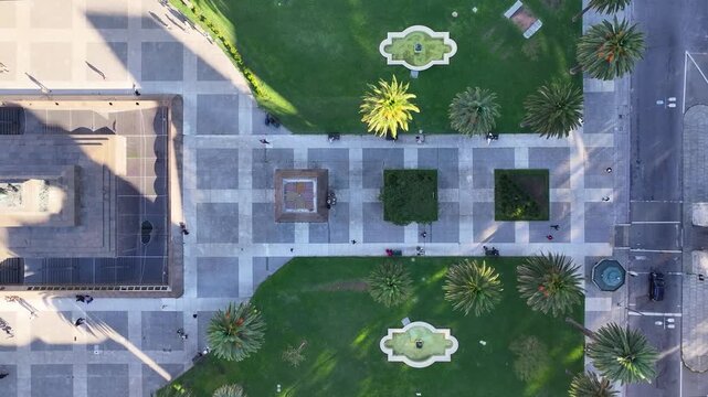 Independence Square In Montevideo Maldonado Uruguay. Aerial View Of A City Park Surrounded By Busy Streets And Buildings. Town Sky Backgrounds Urban. Town Panorama. Montevideo Maldonado.