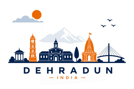 Dehradun India Skyline Minimalist Flat Vector Design