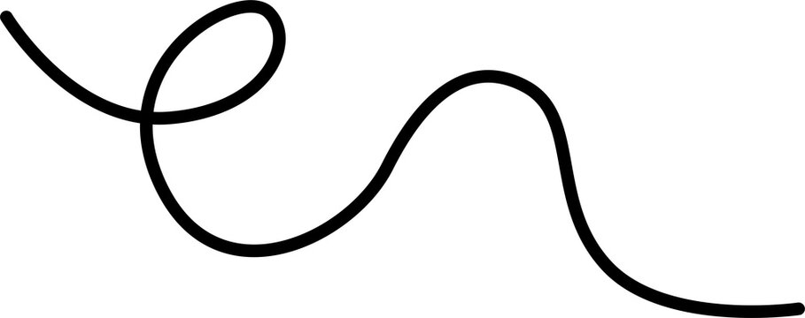 Simple abstract black squiggly line design isolated on transparent background