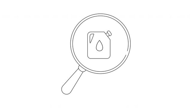 Magnifying glass over a canister with a drop of liquid inside.