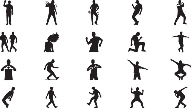 Trending TikTok Dance Motion Silhouette Icon Sheet.