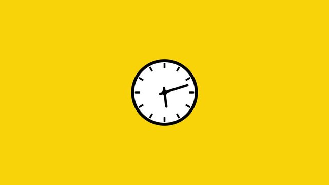 Black Clock spinning, watch animation on white background with alpha channel. Clock icon flat style 24 hours day fast speed with moving timer clock rotation
