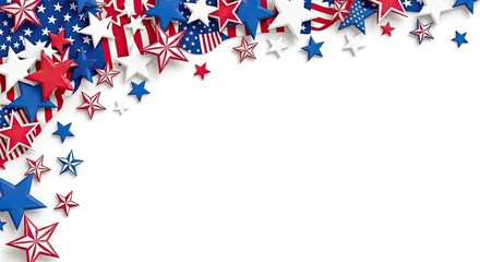 Obraz premium Patriotic american stars and stripes corner border for independence day celebrations