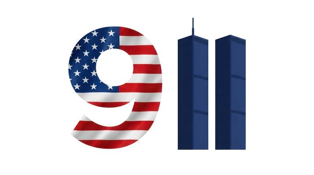 Patriot day 9 11 memorial twin towers tribute with american flag
