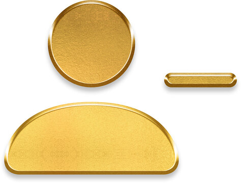 Modern 3D golden person with minus sign for user removal and delete