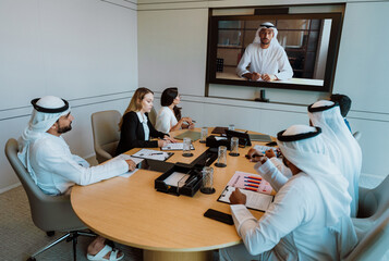 Middle eastern business people having conference meeting