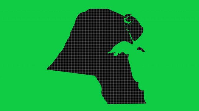 Kuwait black cells effect map pop animation green background