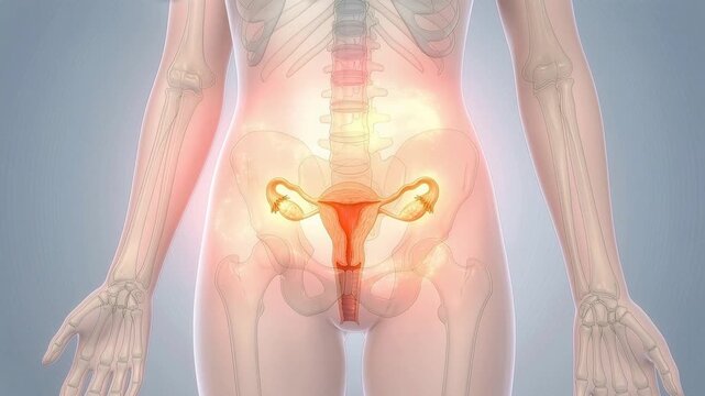 Human body shows female reproductive system with view on organs and functions in clear manner