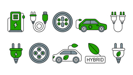 Fototapeta premium Set of green recycling and eco-friendly icons with leaves and arrows for sustainability Vector