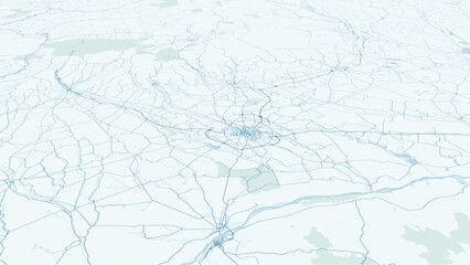 Obraz premium Modern minimalist vector map of Bucharest (București), Romania. High-quality scalable illustration of Bucharest city grid, Palace of the Parliament, and Dâmbovița River layout for post