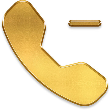 Luxury 3D golden telephone with minus sign for call removal and cancel