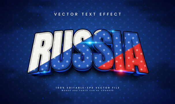 3d Russia modern style, editable vector text effect. Suitable for celebrating russian event theme.