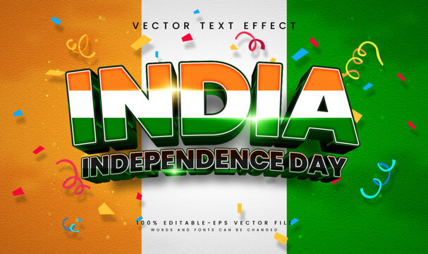 India independence day, editable vector text effect. Suitable for celebrate india event theme.