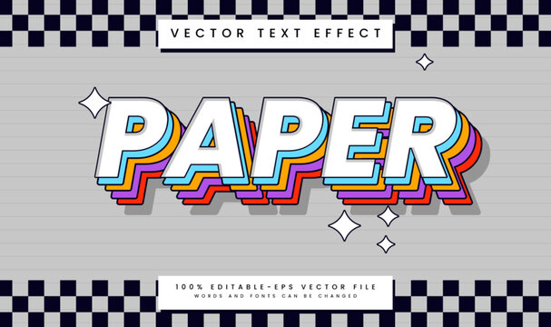 Minimalist Layered Paper Editable Vector Text Effect. Retro Groovy Cartoon Style.