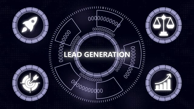 Lead generation digital interface with business growth and analytics hud
