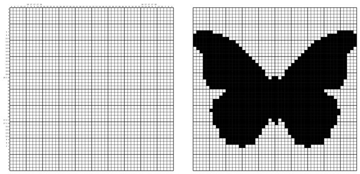 Nonogram puzzle series with numbered clues and pixel art solutions. Clean vector illustration for brain teasers, activity books, and printable worksheets