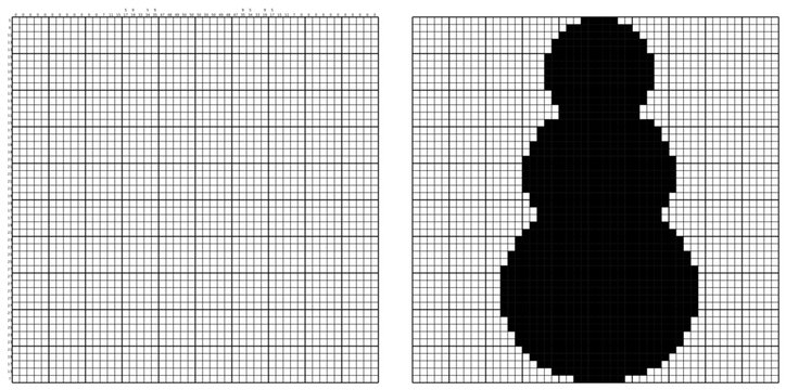 Nonogram puzzle series with numbered clues and pixel art solutions. Clean vector illustration for brain teasers, activity books, and printable worksheets