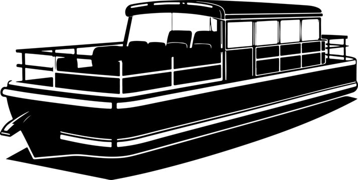 Pontoon boat silhouette vector illustration