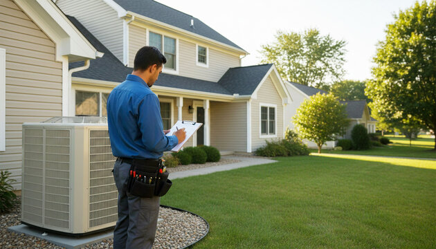 Experienced technician conducting a thorough HVAC system inspection at a residential property