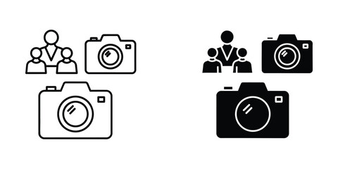Fototapeta premium Group of people with cameras icon set