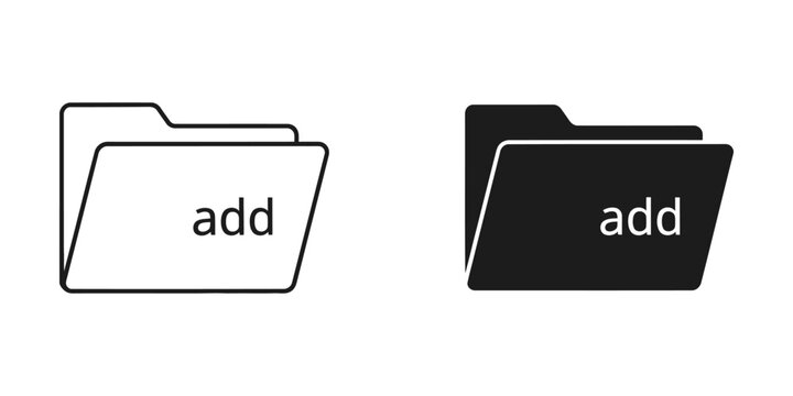 Folder icon with add label in light and dark versions